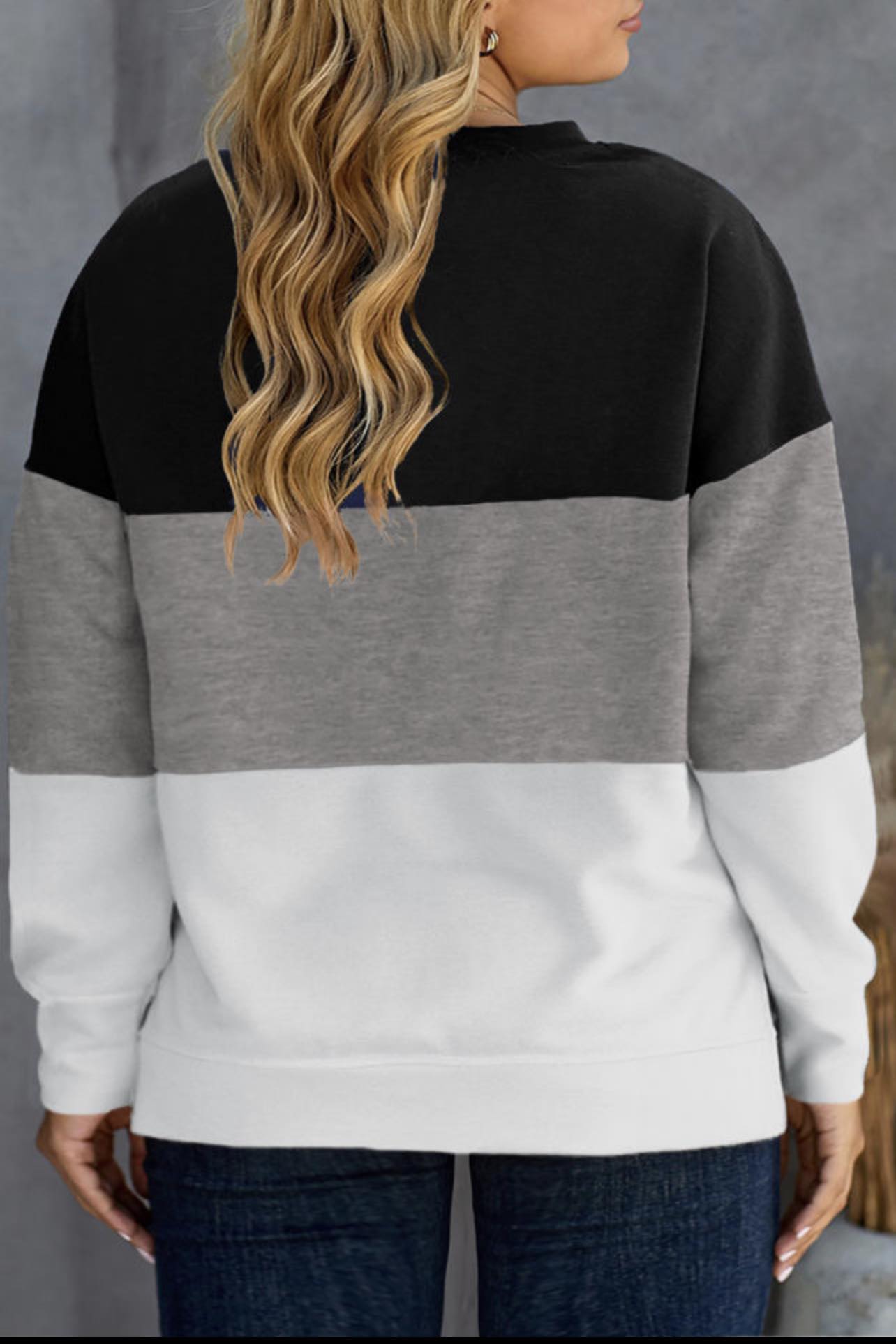 White Crew Neck Colorblock Plus Size Sweatshirt